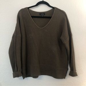 Lucky Brand Olive V-Neck Sweater (Small)